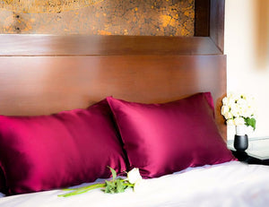 Two Mulberry silk pillowcase, burgundy color  