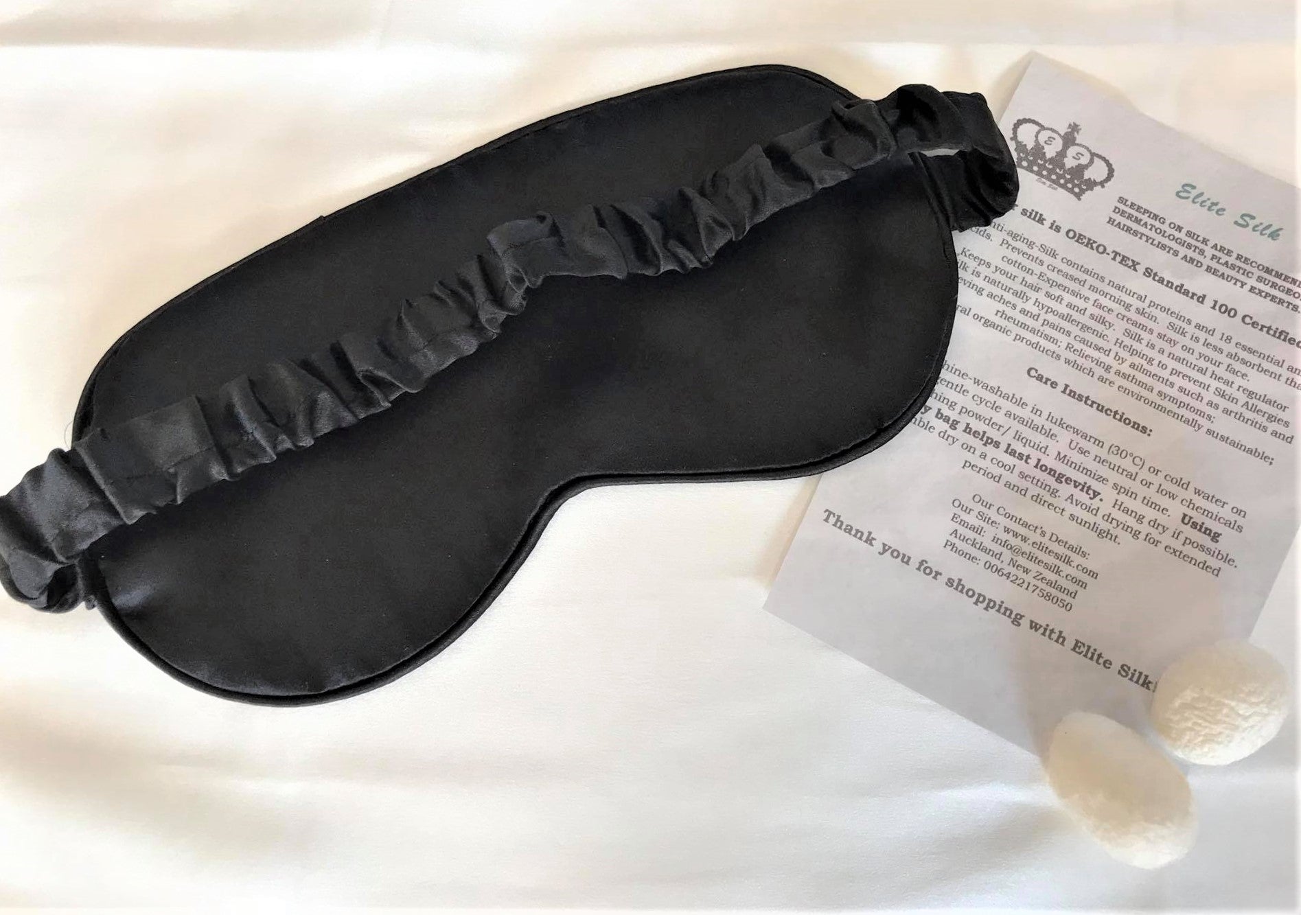 Silk sleep mask, back image, colour black