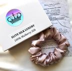 22 Momme Silk Scrunchie, dark blush pink colour