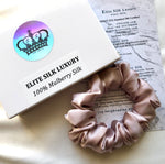 22 Momme Silk Scrunchie, dark blush pink colour