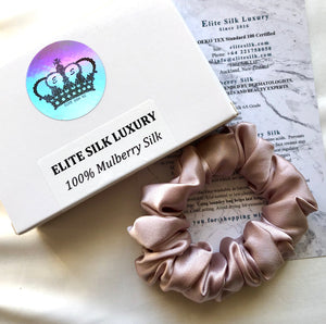 22 Momme Silk Scrunchie, dark blush pink colour