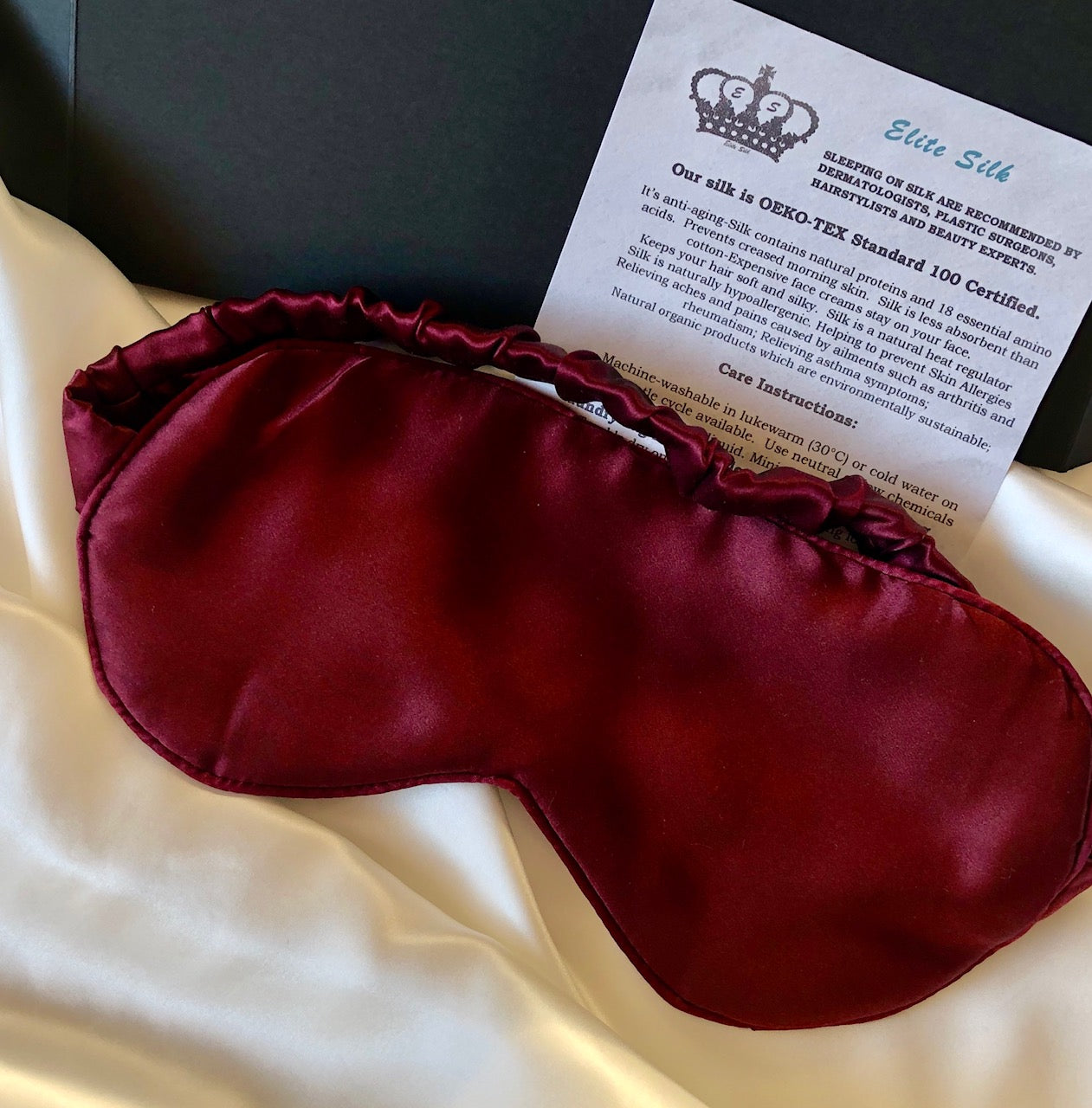 Silk sleep mask, red colour, front image 